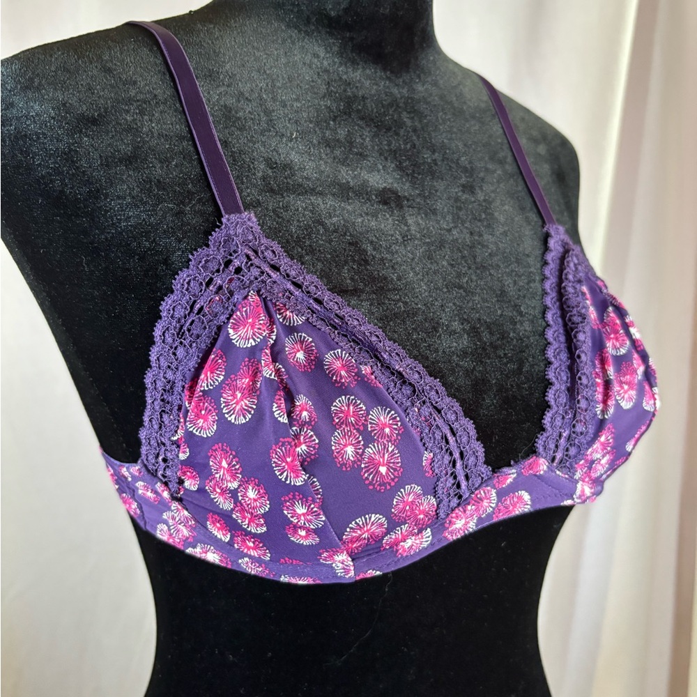 Adore Me Purple Floral Lace Bra 30C